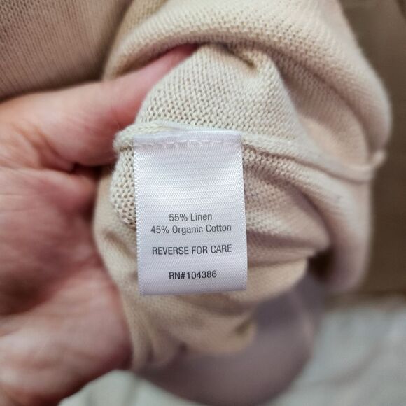 Garnet Hill Cream Linen Blend Short Sleeve Sweater Size Medium - Picture 7 of 10